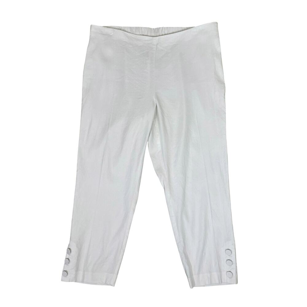 J.Jill Linen Stretch Pull On Cropped Ankle Pant White Sz MP Minimalist Coastal